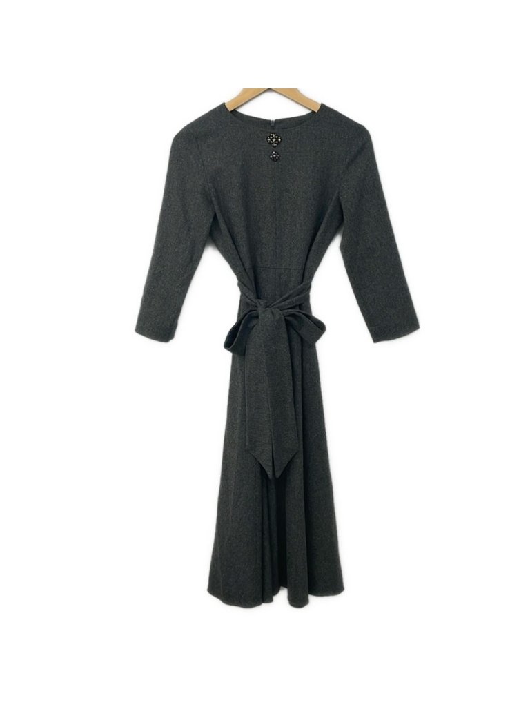 Max Mara S Dress 36 S Dark Gray Long Sleeve Bijou